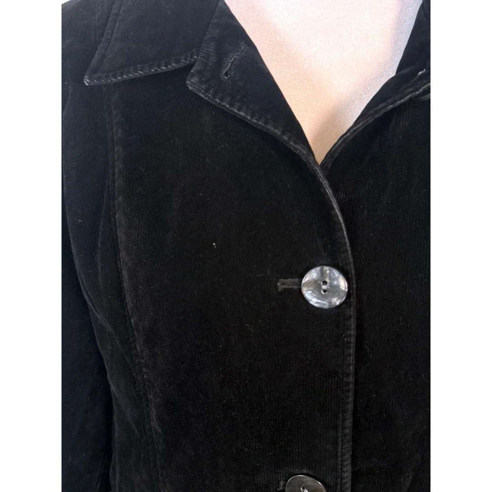 J.Jill‎ Black Velvet Blazer Jacket Petite SP Button Front Collared Riding Coat